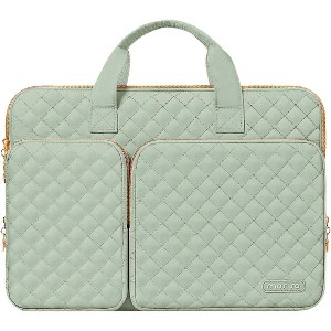 Hachikiko 13.3 Inch 360 Protective Quilted Laptop Sleeve - Compatible with MacBook Air/Pro 13, MacBook Pro 14, HP, Dell, ASUS, Lenovo,Green - 1 of 4