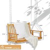 Nasitip 48" Outdoor Porch Swing, 440LB Capacity Heavy Duty Wooden Swing with Chains, Rustic Natural Finish for 2 Adults - 3 of 4