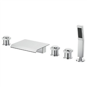 CASAINC 3-Handle Deck Mount Roman Tub Faucet with Stainless Steel Hand Shower in Brushed Nickel - 1 of 1