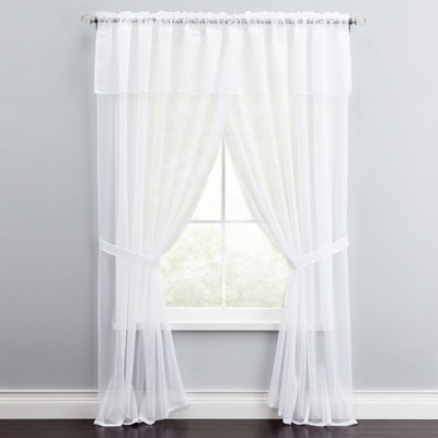 BrylaneHome BH Studio Sheer Voile 5 Piece One-Rod Curtain Set