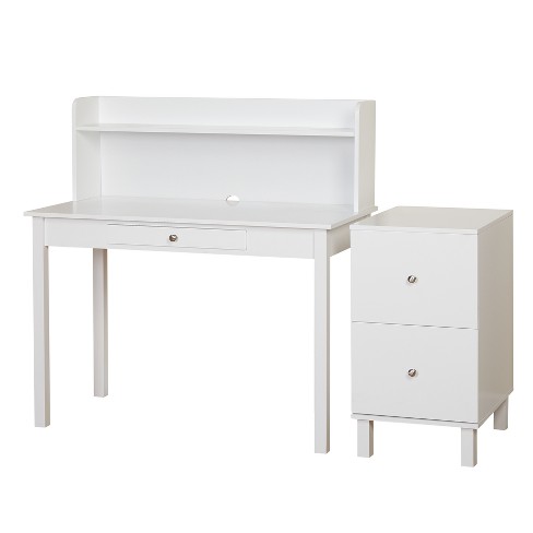 Foster Desk With Hutch And Filing Cabinet Set White Buylateral