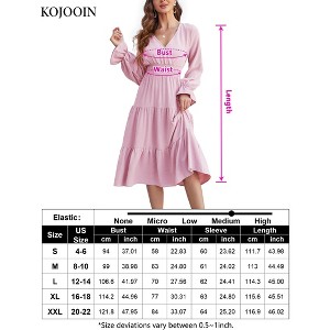 Women's Casual Wrap V Neck Midi Dress Long Sleeve Smocked Waist Tiered A Line Pleated Flowy Long Dress - 1 of 2