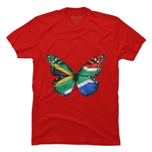 Men's Design By Humans Butterfly Flag Of South Africa By GiftsIdeas T-Shirt - 1 of 2