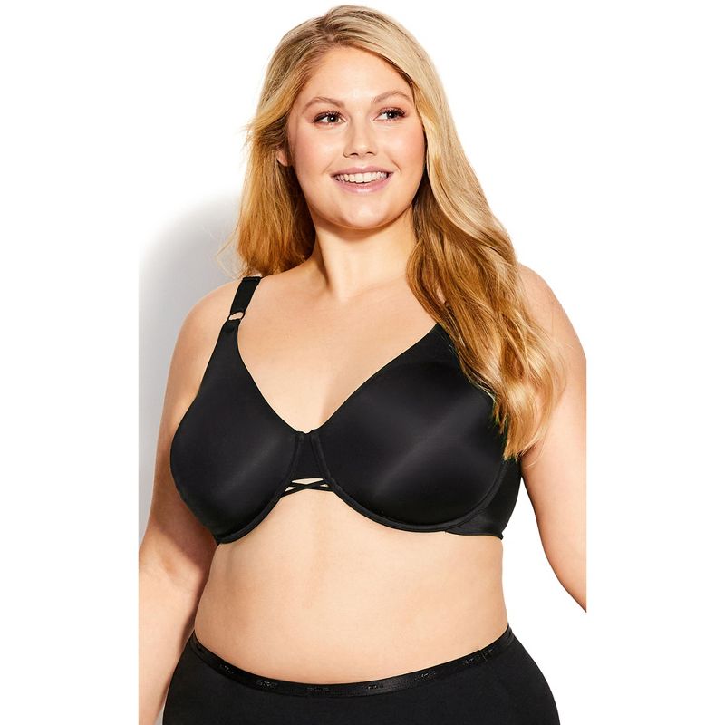 Women's Plus Size Back Smoother Bra - black | AVENUE, 1 of 3