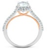 Pompeii3 1 3/8Ct Diamond & Moissanite Halo Two Tone Engagement Ring 14k Rose & White Gold - 3 of 4