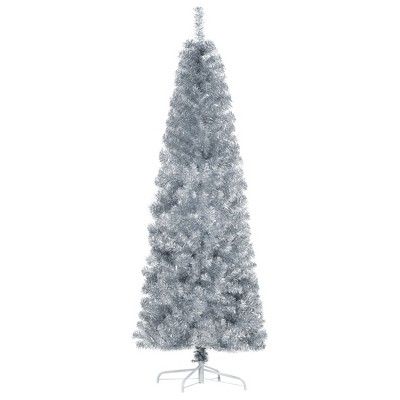 Homcom Tall Unlit Slim Douglas Fir Artificial Christmas Tree With ...