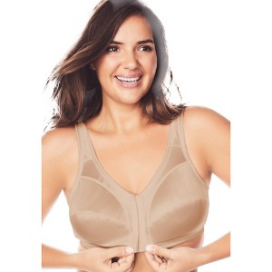 Comfort Choice Women's Plus Size Front-Close Satin Wireless Bra - 1 of 4
