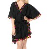 LA LEELA Women's Summer Holiday Beachwear Mini Bathing Suit Swim Beach Dress Cover Up Bikini Vacation Swimwear Wraps 1X-2X Black, Solid - image 2 of 4