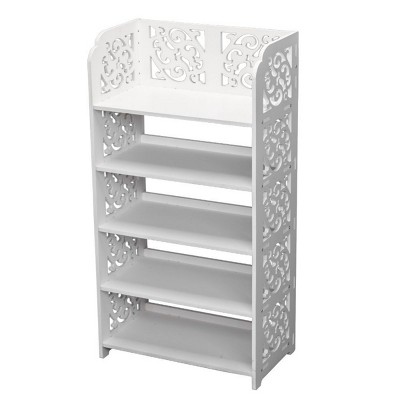 SEVOBAL 5-Tier Hollow Carved Shoe Rack Board Shoe Storage Organizer Cabinet for Narrow Entryway Space-Saving Boots Display, White, 34.25"*10.24"*2.56"