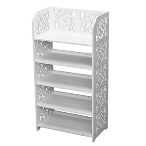 SEVOBAL 5-Tier Hollow Carved Shoe Rack Board Shoe Storage Organizer Cabinet for Narrow Entryway Space-Saving Boots Display, White, 34.25"*10.24"*2.56" - 1 of 4
