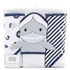 Hudson Baby Infant Boy Cotton Rich Hooded Towels, Shark, One Size - 2 of 4