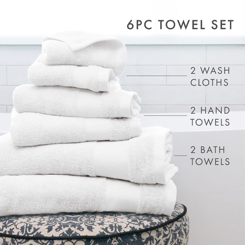 6 Piece Bath Towels Set, 100% Super Plush Premium Cotton - Becky Cameron, 3 of 14