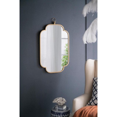 Vynxaria 19.7" x 36" Champagne Gold Decorative Wall Mirror with Notched Edges