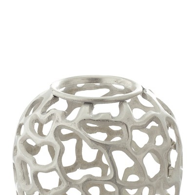 Silver Aluminum Hollow Pattern Decorative Vase