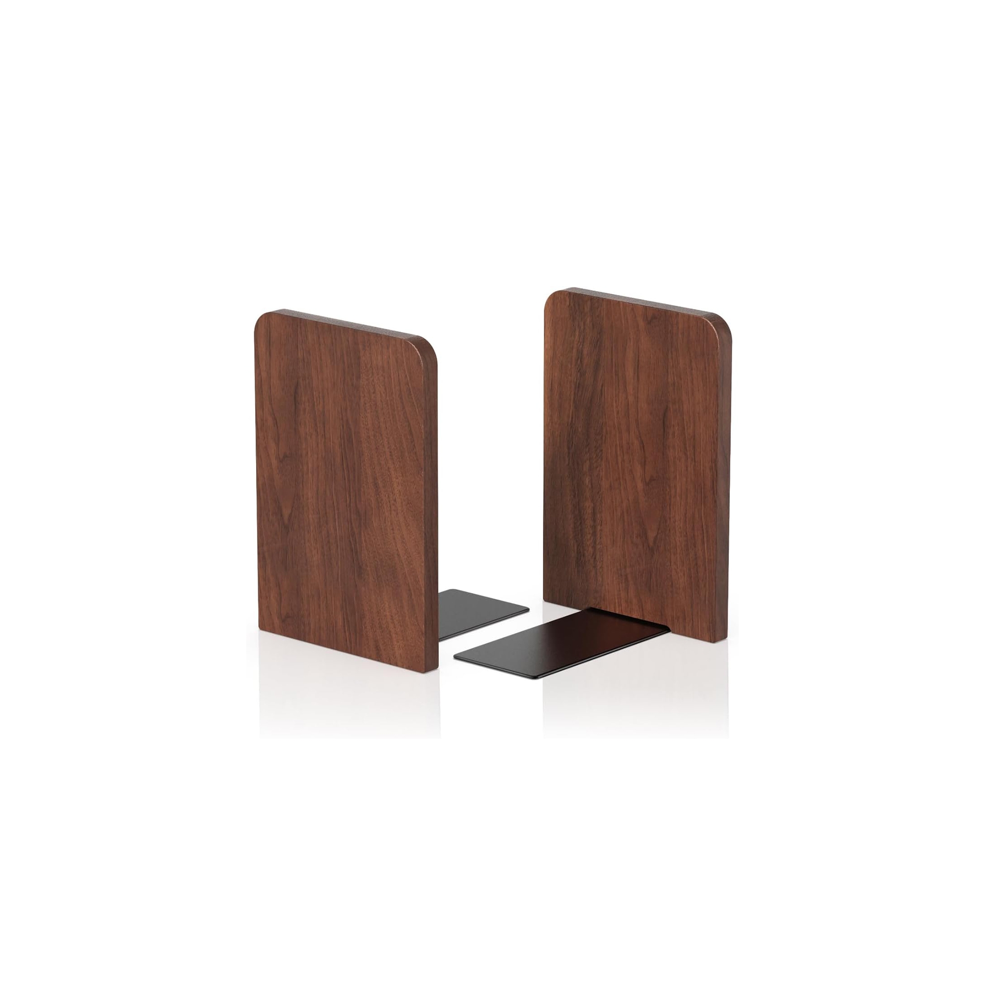 Zeus & Ruta Set of 2 Small Black Walnut Wooden Bookends for Home, Kitchen, Office - Heavy Duty & Non-Slip