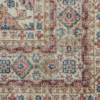 Cinzia Multicolor Synthetic Oriental Washable Area Rug 9x13