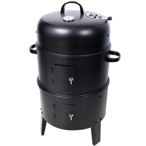 NicBex 16/17" 3-In-1 Steel Charcoal Smoker,2-Tier Vertical BBQ Grill Smoker with Bulit-in Thermometer,Air Vent&2 Access Doors,Idea for Paties,Backyard - 1 of 4
