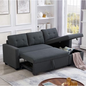 NicBex Modern Pull Out Sofa Bed Linen Convertible Sofa Couch with Storage Chaise for Living Room - 1 of 4