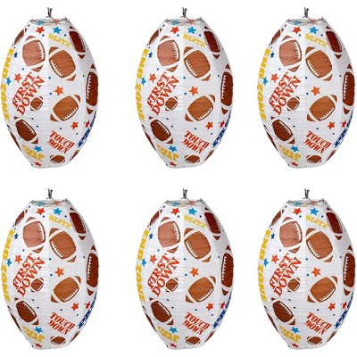 Juvale 6-Pack Football Party Decorations, Hanging Football Paper Lanterns, 7.5 Inches