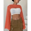 Womens Cropped Sweater Crochet Knit Crop Tops See Through Knit Sweater Beach Cover Ups - 4 of 4