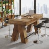 Tribesigns 63" Dining Table for 4-6, Counter Height Table with Metal Footrest, High Bar Counter Table with Sturdy Base for Dining Room, Rustic Brown - 4 of 4