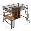 Full Size Metal Loft Bed with Built-in Desk, Wardrobeand Shelves - 4 of 4