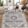 coucheta Boho Vintage Washable Area Rug, Traditional Medallion Print Low Pile Non-Slip Foldable Carpet, for Living Room, Bedroom, Dining, Teal - 4 of 4