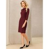 INSPIRE CHIC Women's Mock Neck Twist Front 3/4 Sleeve Work Knee Length Sheath Dresses - 3 of 4