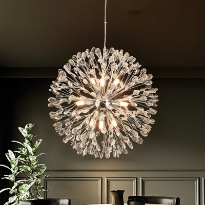 Rennnsan Norvyn 20"W 9-Light Sputnik Dandelion Crystal Modern Glam Dimmable Chandelier