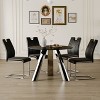 NicBex 5 PCS/7 PCS Dining Table Set,Round Dining Table with Black Sintered Stone Tabletop and 4/6 PU Chairs for Kitchen/Apartment - 2 of 4