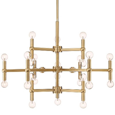 Possini Euro Design Gold Leaf Pendant Chandelier 32 Wide Modern