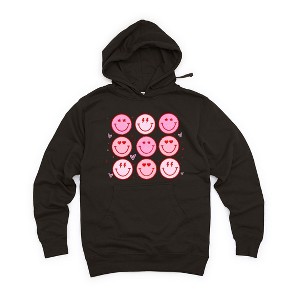 Simply Sage Market Women's Graphic Hoodie Valentine Smiley Face Chart - 1 of 3