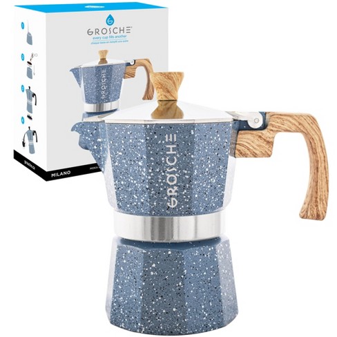 GROSCHE Milano Stone Stovetop Espresso Maker, 3 Cup, Indigo Blue