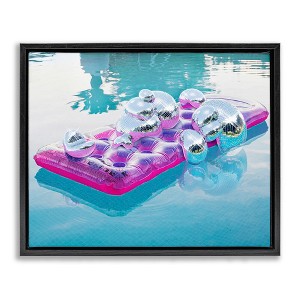 Stupell Industries Summer Pool Disco Balls Black Framed Floater Canvas Wall Art - 1 of 4