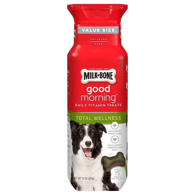 Milk-Bone Good Morning Total Wellness Daily Chicken Flavor Vitamin Treats for Dogs - 15oz, 1 of 5