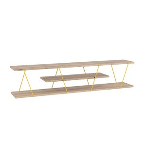 SEVOBAL TV Stands and Consoles TV Unit Mid Century Modern with Open Shelves and Metal Cord Management for Living Room, Oak, 12"*56"*12" - 1 of 4