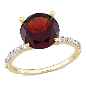 EVERLY JEWELRY |Yellow Plated Sterling Silver 4 4/5 CT TGW Garnet White Topaz Fashion Ring - 1 of 4