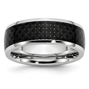 Black Bow Jewelry 8mm Cobalt & Black Carbon Fiber Domed Standard Fit Band - 1 of 4