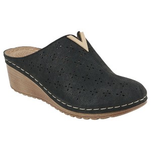 GC Shoes Camille Perforated V-Shape Hardware Slide Wedge Mule - 1 of 4