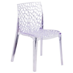 Emma and Oliver Transparent Stacking Side Chair with Artistic Pattern Design - 1 of 4