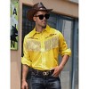 Men's Western Cowboy Fringe Shirt Long Sleeve Rose Embroidered Slim Fit Button Down Shirt - 4 of 4