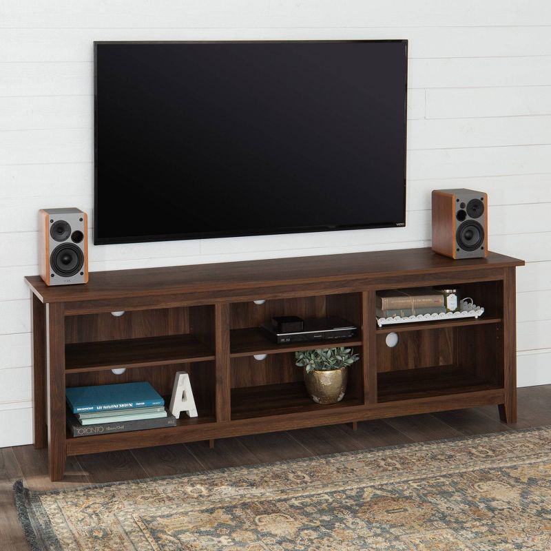 Transitional 6 Cubby Wood Open Storage Wood TV Stand for TVs up to 80"- Saracina Home, 3 of 16