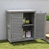 PAGED Outdoor Potting Bench with Storage Cabinet & Metal Table Top, Hemlock Wood Outdoor Storage Cabinet with Screen Door, Garden Potting Table - 4 of 4