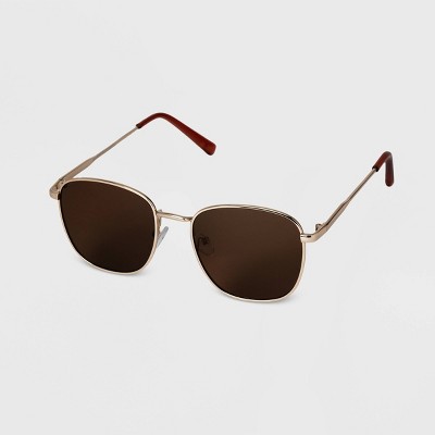 Men's Rectangle Square Metal Sunglasses - Goodfellow & Co Gold - image 2