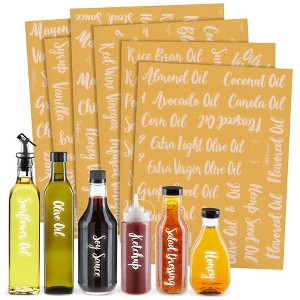 Talented Kitchen 132 White Cursive Oil and Vinegar Labels for Bottles, Clear Preprinted Condiments Stickers for Squeeze Dispensers - 1 of 4