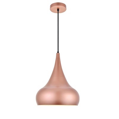 Matte Black Aluminum Pendant Light with Copper Interior