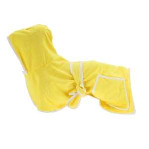 Unique Bargains Hooded Dog Bathrobe M Yellow - 1 of 4