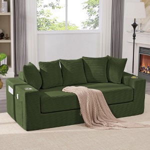 Sapphtopaz 76" 2-in-1 Couches for Living Room Convertible Sofa Bed Pull Out Sleeper Couch with 5 Pillows & 2 Cup Holders Couch Bed for Bedroom - 1 of 4
