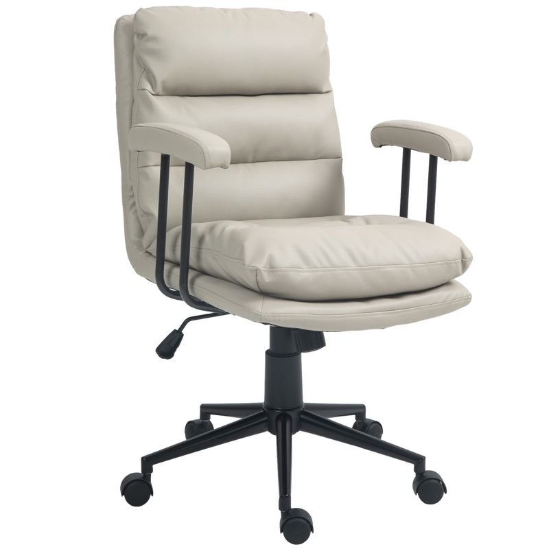 HOMCOM Office Chair with Swivel Wheels, Adjustable Height, Double-tier Padded, Comfy Computer Chair for Home Office, 4 of 7