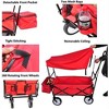 Acekool Folding Wagon Cart with Detachable Canopy, 150lb Capacity, 360° Rotating Wheels, Portable Outdoor Cart for Beach, Garden, Camping, Red - 4 of 4